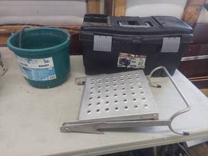 lot 4519 image: Toolbox, Heated Bucket and Ladder Shelf