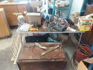 lot 4532 image: Catch All Lot - Trunk and Table with Contents