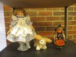 CUTE PORCELAIN DOLL WITH ADORABLE LITTLE PUPPY& LIUTTLE DUTCH GIRL DOLL