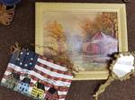 METAL FLAG, COUNTRY SCENE PICTURE