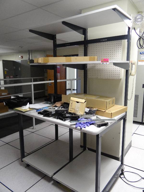 lot 1881 image: Mayline Work Station With (2) Overhead Shelves