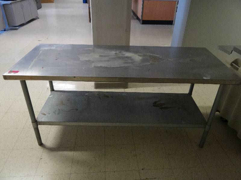 lot 1307 image: 72x30 Stainless Steel Table With Undershelf