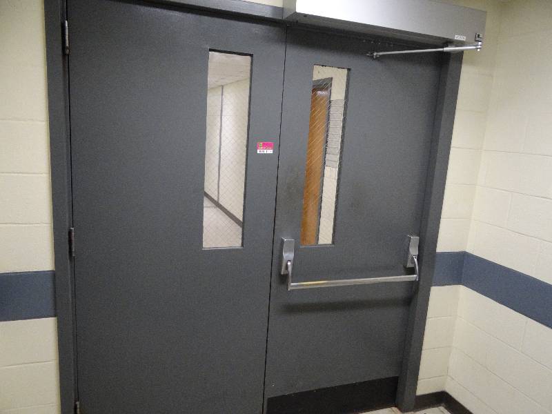 lot 1503 image: Set Of Metal Double Doors With Handi-Cap Opener