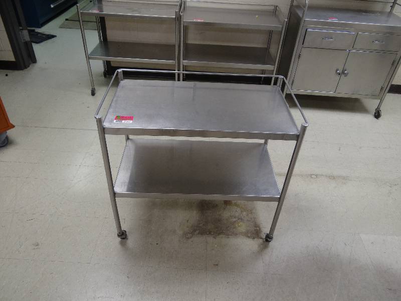 lot 1508 image: Stainless Steel 2 Tier Shelf On Casters