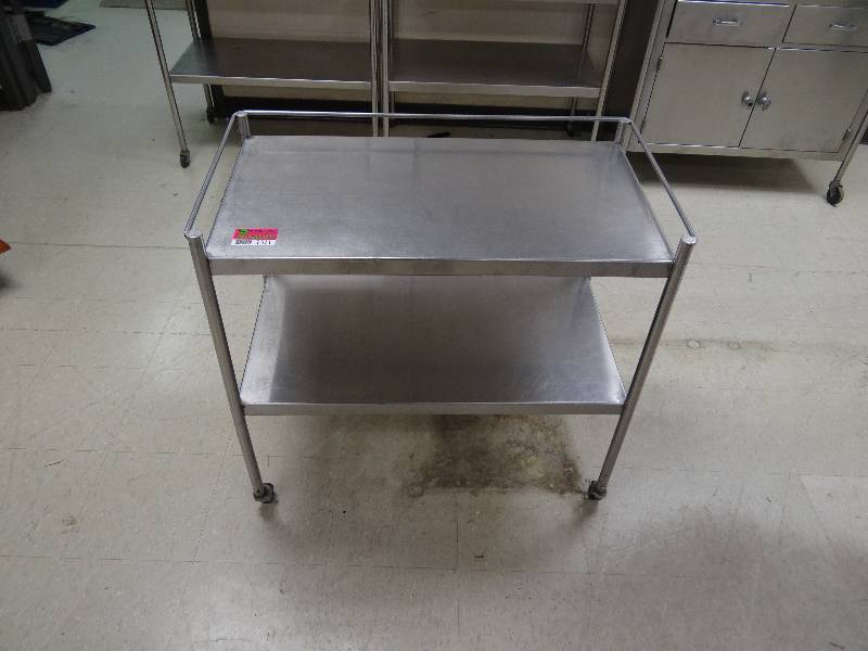 lot 1509 image: Stainless Steel 2 Tier Shelf On Casters
