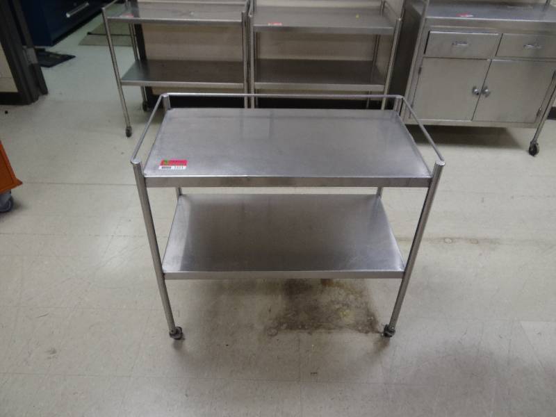 lot 1511 image: Stainless Steel 2 Tier Shelf On Casters