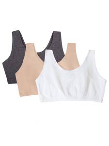 lot 3328 image: Fruit of the Loom Womens Built Up Tank Style Sports Bra, White 86CKSandCharcoal HTHR, 34
