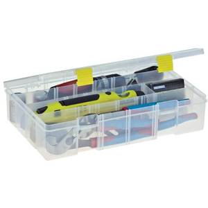 lot 3340 image: Plano 3700 Pro Latch Stowaway Deep Storage Utility Box Fishing Tackle Box and Bait Storage Clear