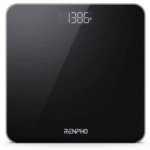 lot 3342 image: RENPHO Digital Bathroom Scale, Highly Accurate Core 1S Body Weight Scale with Lighted LED Display, Round Corner Design(11280mm, Black)