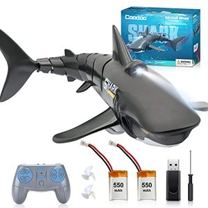lot 3344 image: 2.4G Remote Control Shark Toy 118 Scale High Simulation Shark Shark for Swimming Pool Bathroom Great Gift RC Boat Toys for 6 Year Old Boys and Girls (with 2 Batteries)