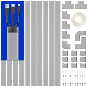 lot 3345 image: Cord Hider, 157in Delamu Wire Covers for Cords Cable Management, TV Cable Hider Wall Kit, Cable Raceway Cover Wire Hider Management, Cord Hider Wall Mounted TV, 10XL15.7 W0.95 H0.55in Grey
