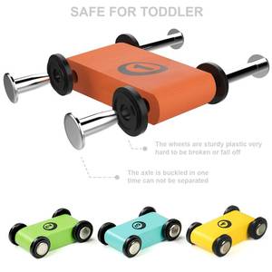 lot 3349 image: Toddler Toys for 1 2 Year Old Boy and Girl Gifts Wooden Race Track Car Ramp Racer with 4 Mini Car