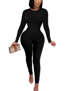 lot 3357 image: XXTAXN Womens Sexy Long Sleeve Bodycon Tight Full Length Jumpsuits Rompers Black Large