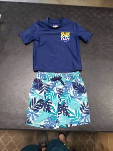 lot 3390 image: mixed Boys Swimsuit OshKosh Top 18m Simple Joys Bottoms 2T