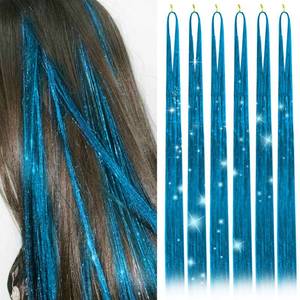 lot 3396 image: Hair Tinsel Kit with 47INCH 1200 Strands Heat Resistant Glitter Tinsel Hair Extension, Sparkling Shinny Fairy Hair Accessories for Women Girls Kids Festival Party Dazzle (Brilliant green)