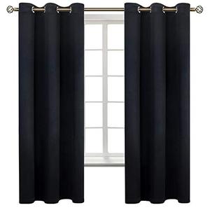 lot 3397 image: BGment Black Blackout Curtains for Bedroom 63 Inches Long, Black Out Room Darkening Light Blocking Thermal Insulated Grommet Window Drapes, Each Panel 42 Inch Wide