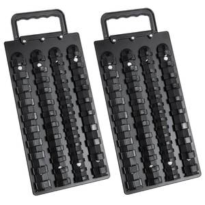 lot 3404 image: ALOANES 96-Piece Portable Socket Organizer Steel Tray, Socket Holders with Portable Handle, Heavy Duty Socket Holder Kit, 12-inch x 28 Clips, 38-inch x 36 Clips, 14-inch x 32 Clips(Black)