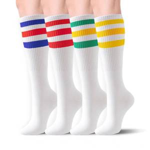 lot 3411 image: EUFANCE 4 Pairs Of Breathable Tube Socks Women Non Slip Tube Socks Men Seamless Design Stripe Tube Socks Multicoloured