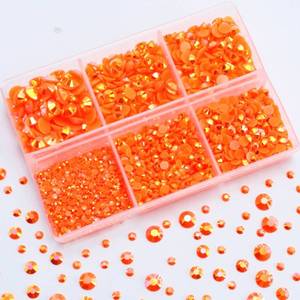 lot 3466 image: Briskbloom 3000PCS Resin Flatback Rhinestone, 2mm 3mm 4mm 5mm 6mm Orange AB Flatback Jelly Resin Rhinestones for Tumblers, Mugs, Bottles, Craft Decoration, Loose Bling Glitter Gem Stone