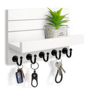 lot 3478 image: HONJIN Key Holder for Wall Easy Installation Mail Organizer Wall Mount Hanging Key Rack for Kitchen and Entryway Decor with 5 Sturdy Key Hooks (White)