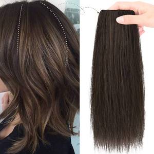 lot 3479 image: REECHO 12 Thick Hairpieces Adding Extra Hair Volume Clip in Hair Extensions Hair Topper for Thinning Hair Women Color Medium Brown with Highlights