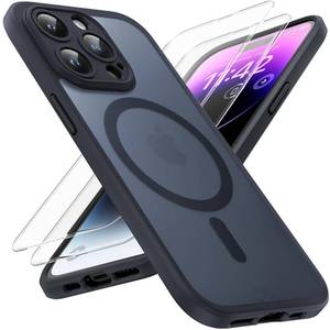 lot 3481 image: TOCOL 3 in 1 Magnetic for iPhone 14 Pro Case, Upgraded Full Camera Protection Fit for MagSafe Military Grade Drop Tested Slim Translucent Matte Back Bumper 6.1 inch, Black