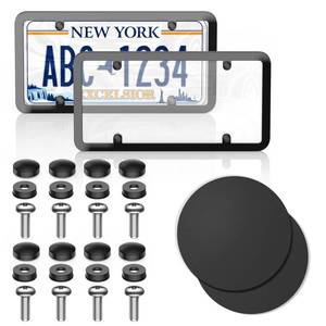 lot 3487 image: Limsas License Plate Cover, 2 Pack Car Plate Frame with Coasters Front and Rear Slim Thin Rust-Proof Universal Car Tag Holder-transparent