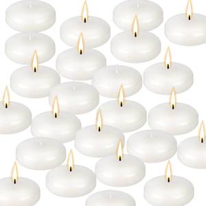 lot 3491 image: Eloer (Set of 36) Floating Candles, 3 inch White Dripless Wax Burning Candles, for Weddings, Party, Special Occasions and Home Decorations(White)