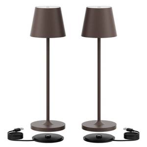 lot 3518 image: Ralbay IP54 Waterproof Outdoor Table Lamp 2 Pack 4800mah Aluminum Material Rechargeable Battery Cordless Outdoor Cordless Dimmable Table Lamp,for Bedroom,Coffee Table,Restaurant (Rust-Coloured) - Retail $109.9