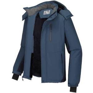 lot 3523 image: CAMEL CROWN Mens Mountain Snow Waterproof Ski Jacket Detachable Hood Windproof Fleece Parka Rain Jacket Winter Coat Black XXXL