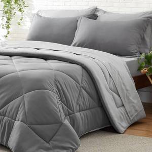 lot 3527 image: BEDELITE Queen Comforter Set 7 Pieces Bed in A Bag - Soft Microfiber Reversible Grey Bed Set with Comforters, Sheets, Pillowcases & Shams, Cozy Luxury Bedding Sets for All Season