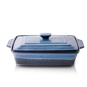 lot 3528 image: KOOV Ceramic Casserole Dish with Lid, Covered Rectangular Casserole Dish Set, Lasagna Pans with Lid for Cooking, Baking dish With Lid for Dinner, Kitchen, 9 x 13 Inches, Reactive Glaze (Nebula Blue)