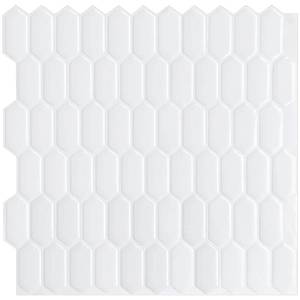 lot 3530 image: WalDecoo Long Hexagon Peel and Stick Tile Backsplash for Kitchen, 12x12 White 3D Self-Adhesive Tile, Stronger Adhesive, 10-Sheet Stick on Backsplash for Kitchen