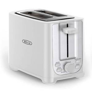 lot 3533 image: BELLA 2 Slice Toaster with Auto Shut Off - Extra Wide Slots & Removable Crumb Tray and Cancel, Defrost & Reheat Function - Toast Bread, Bagel & Waffle, White