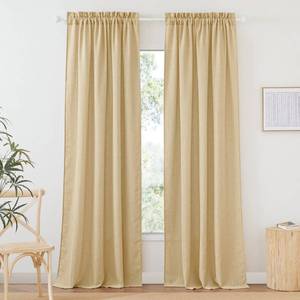 lot 3542 image: RYB HOME Bedroom Curtains Sheer - Subtle Linen Wave Curtains for Living Room Window Decor Privacy Semitransparent Light Filtering for Office Kids Nursery, Sand, 52 x 84 inch Long, 1 Pair