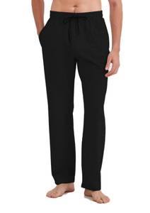 lot 3557 image: Idtswch 36 Inseam Mens Tall Sweatpants Open Bottom Joggers Casual Loose Fit Athletic Yoga Pants with Pockets Black Large