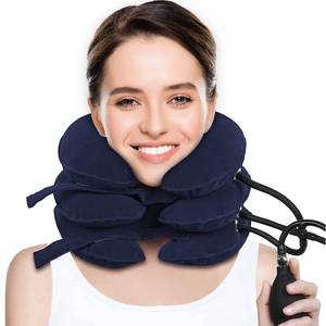 lot 3561 image: CRABCLAW Cervical Neck Traction Device for Neck Pain Relief, Adjustable Inflatable Neck Stretcher Neck Brace, Neck Traction Pillow for Use Neck Decompression and Neck Tension Relief (Blue)