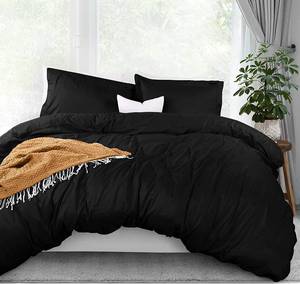 lot 3564 image: Utopia Bedding Duvet Cover Queen Size Set - 1 Duvet Cover with 2 Pillow Shams - 3 Pieces Comforter Cover with Zipper Closure - Soft Brushed Microfiber, 90 X 90 Inches (Queen, Black)
