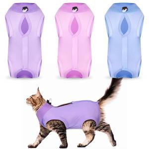 lot 3574 image: 3 Pieces Cat Recovery Suit Kitten Recovery Suit E-Collar Alternative for Cats and Dogs Abdominal Skin Anti Licking Pajama Suit (Solid Pattern, Large)