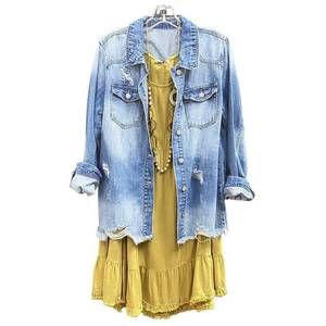 lot 3429 image: SCOFEEL Women Denim Jacket Long Sleeve Lapel Button Down Ripped Jeans Jacket Coat Large