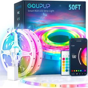 lot 3437 image: GUPUP 50 FT LED Strip Lights,Bluetooth LED Lights for Bedroom, Color Changing Light Strip with Music Sync,Dual Control(No Power Adaptor)