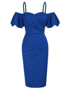 lot 3442 image: Belle Poque Women Sheath Dresses Sweetheart Neck Cocktail Dress Wedding Guest Bodycon Pencil Dress (Royal Blue, M)