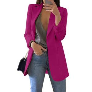 lot 3443 image: Cnkwei Womens Casual Blazers Open Front Long Sleeve Lapel Collar Work Office Jacket Fuchsia Small