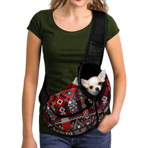 lot 3446 image: FUSURIRE Mandala Flowers Pet Dog Sling Carrier Colorful Puppy Sling Bag Small Cats Sling Boho Style Adjustable Strap Breathable Mesh Pet Carrier Front Pack for Outdoor