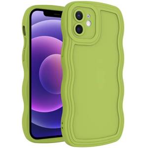 lot 3452 image: WOGROO Case for iPhone 12 Mini Case,Wave Curly Frame Design,Soft Flexible TPU,Cute Wavy Solid Color Aesthetic Flashion Phone Case Shockproof Protective Case Cover 5.4 - Green