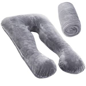 lot 3456 image: MOON PINE Pregnancy Pillow Cover, U Shaped Body Pillow Cover Only, Velvet Replacement Pillow Case, Fit for 55x 31 Maternity Pillow (Dark Grey)