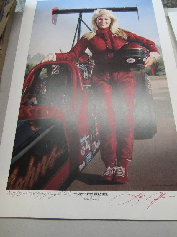 Kenny Youngblood & Lori Johns Signed Poster Blonde Fuel Dragster 300 Edition 