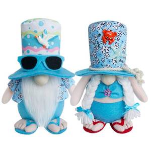 lot 1112 image: Summer Gnomes Decorations for Home, Beach Gnomes Plush,Farmhouse Summer Gnomes Tiered Tray Decor,Summer Mantle,Kitchen Table, Shelf Sitters Tomte Decor,Birthday Gnome Gifts