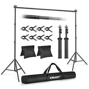 lot 1144 image: EMART Backdrop Stand 10x7ft(WxH) Photo Studio Adjustable Background Stand Support Kit with 2 Crossbars, 8 Backdrop Clamps, 2 Sandbags and Carrying Bag for Parties Events Decoration