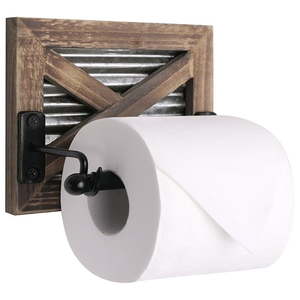 lot 1146 image: Autumn Alley Barn Door Rustic Toilet Paper Holder with Galvanized Metal �� Farmhouse Bathroom Toilet Paper Holder - TP Holder